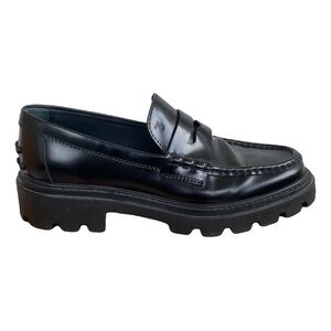 Tods Black Leather Loafers size 8